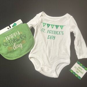 6 - 9 Month Happy St Patrick’s Day Bib & Bodysuit Onesie NWT